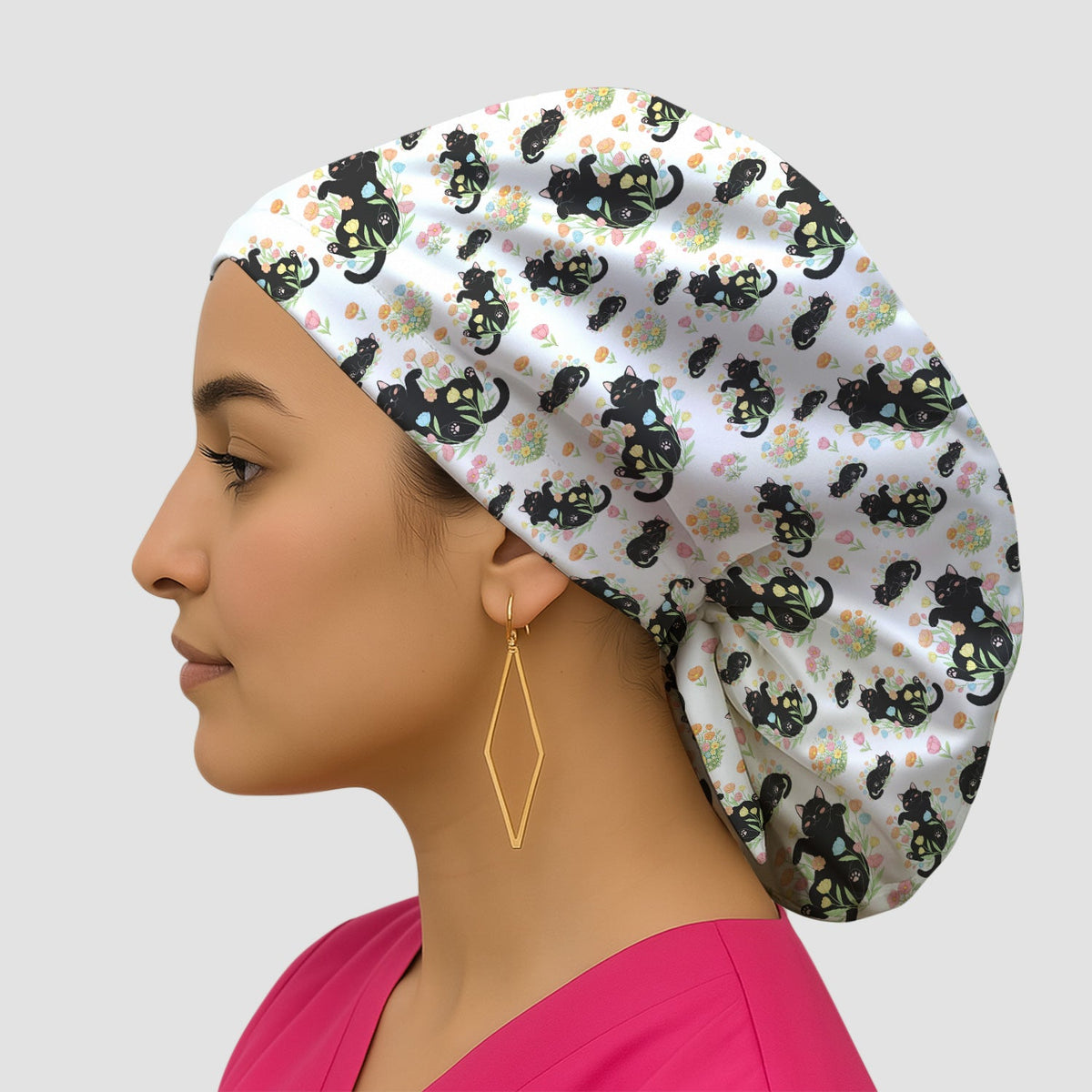 Cats Cute Poses Floral Scrub Cap