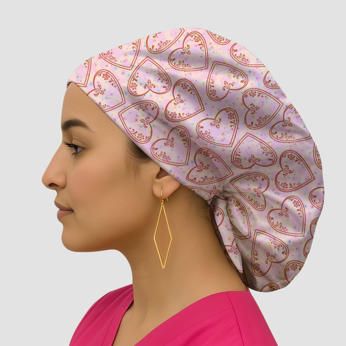 Valentine Hearts Scrub Cap