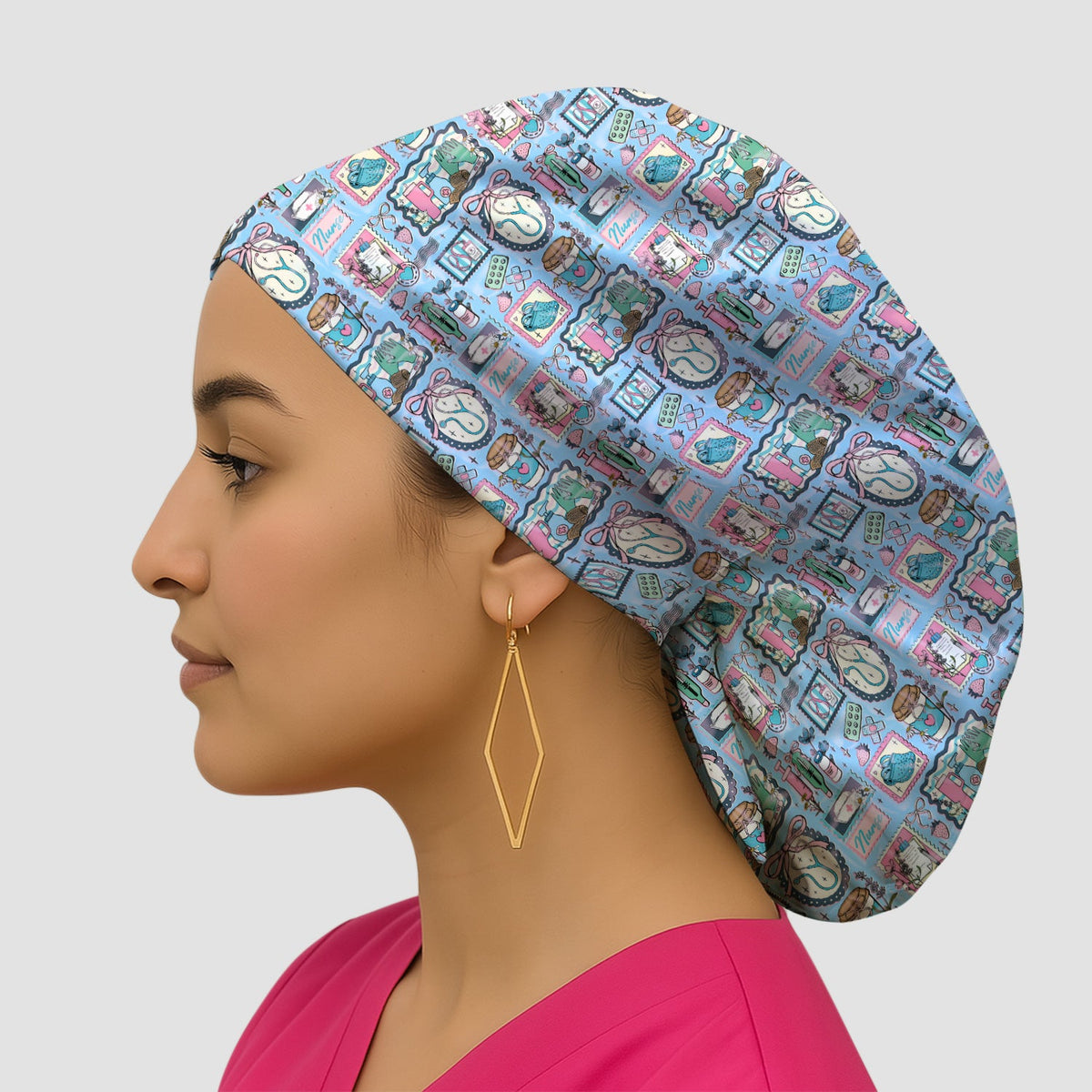 Stethoscope Syringe Frame Scrub Cap