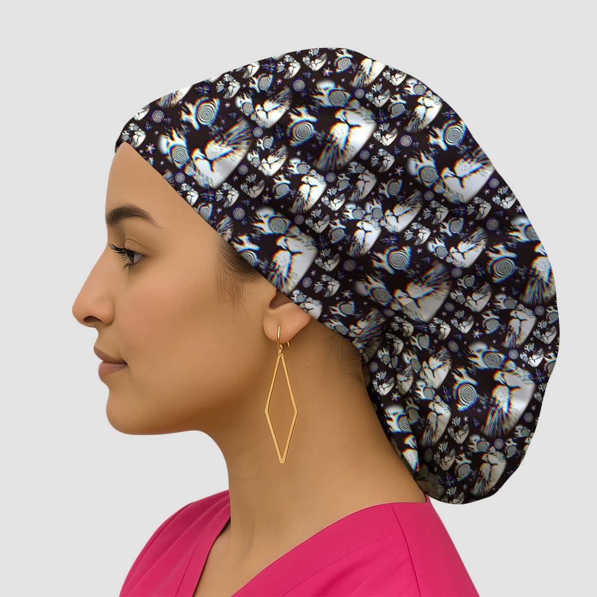 Cosmic Cat Eye Spiral Scrub Cap