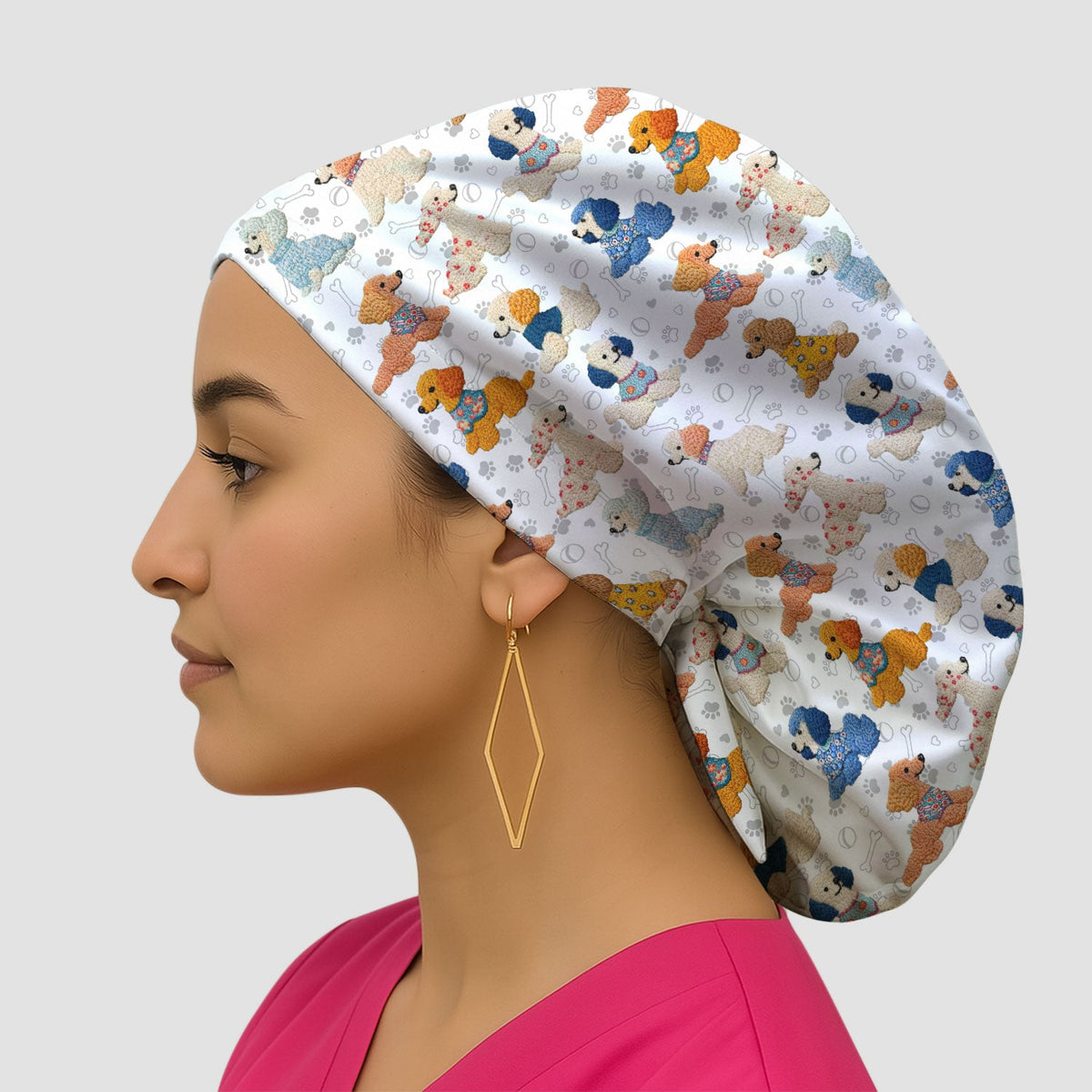 Colorful Poodle Scrub Cap