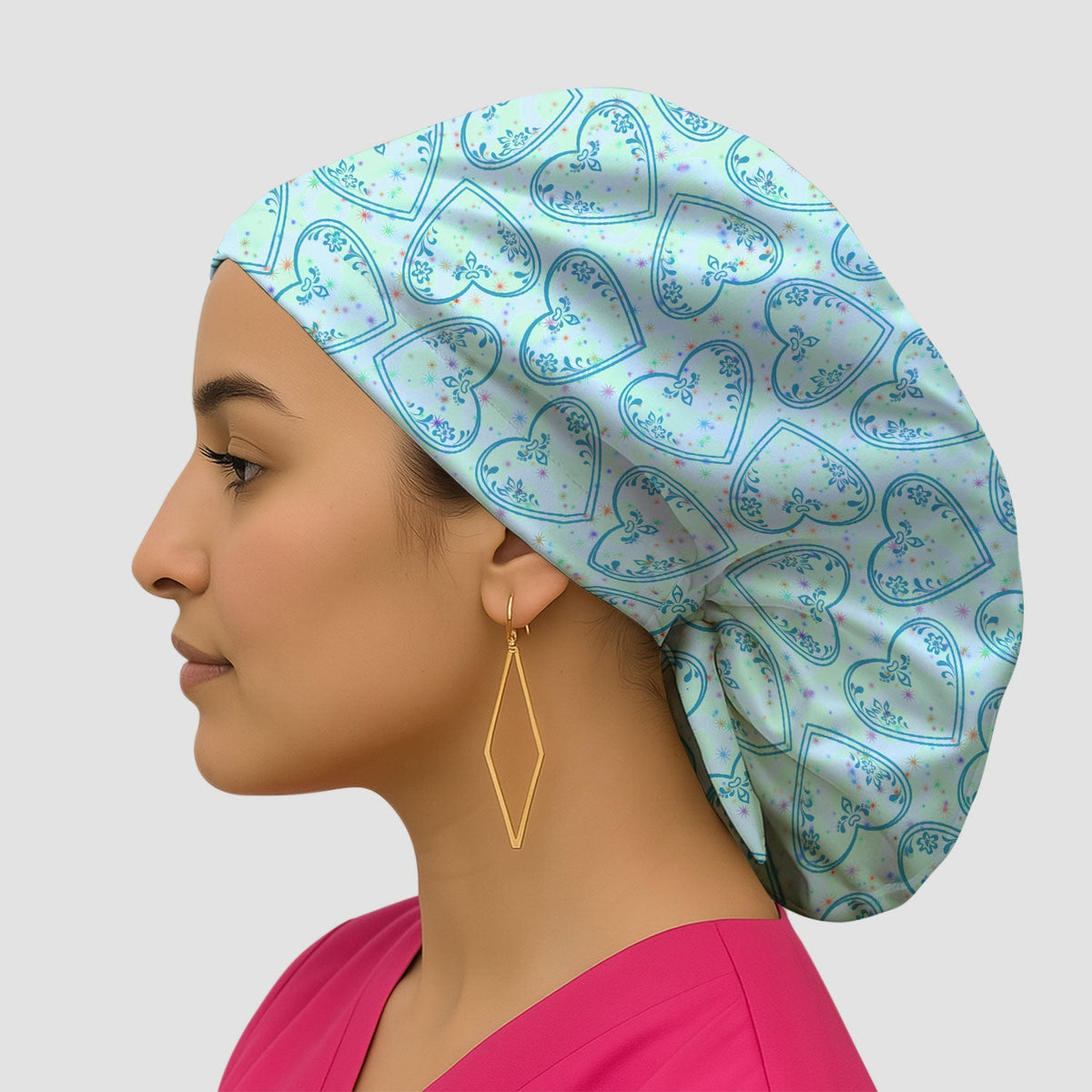 Valentine Hearts Scrub Cap