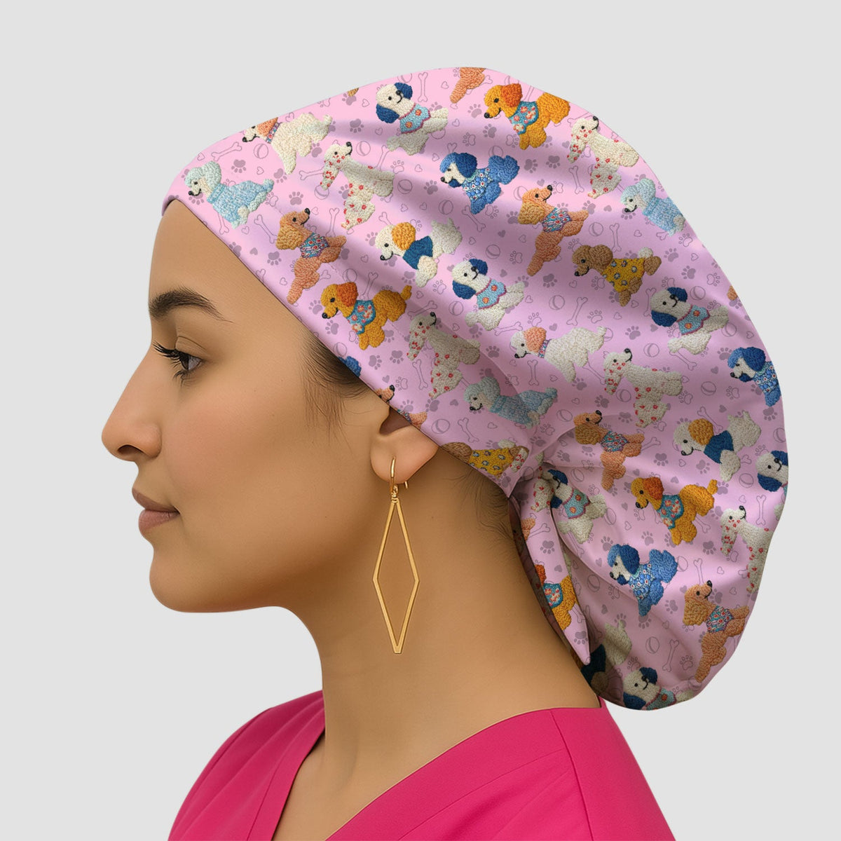 Colorful Poodle Scrub Cap