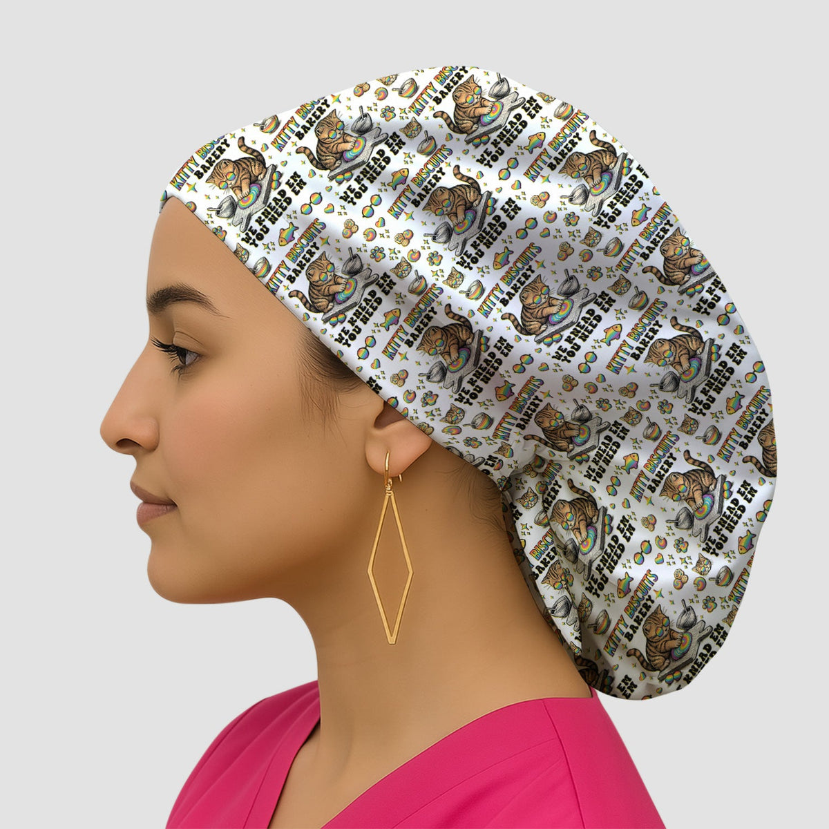 Pride Nurse Cat Baking Scrub Cap