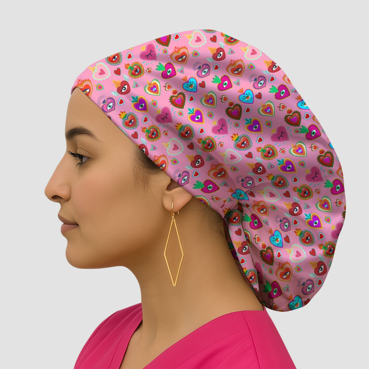 Valentine Colorful Sacred Heart Scrub Cap