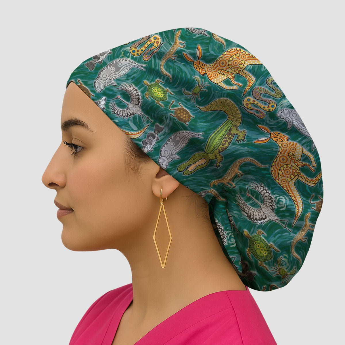 Crocodile Turtle Snake Scrub Cap