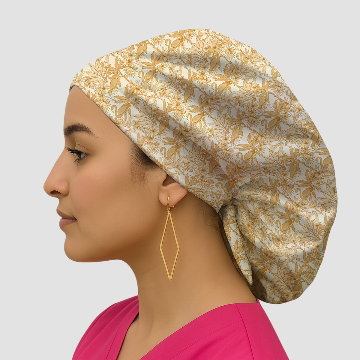 Tropical Flamingo Palm Leaves Scrub Cap