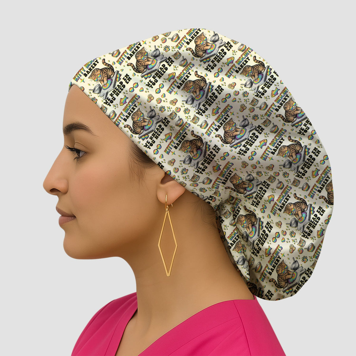Pride Nurse Cat Baking Scrub Cap