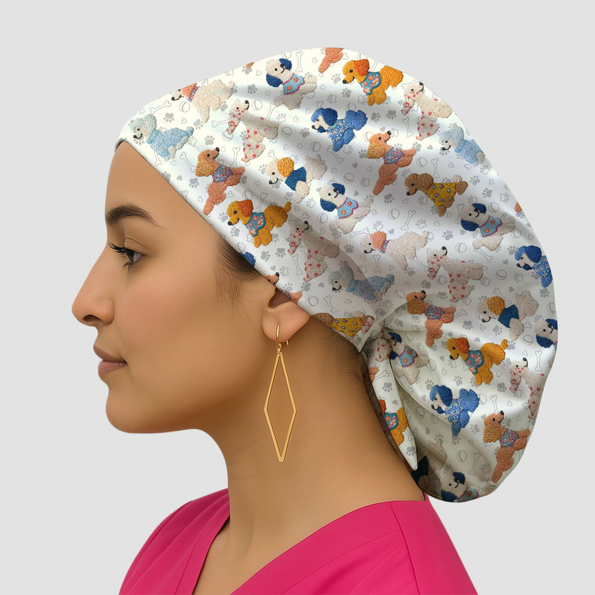 Colorful Poodle Scrub Cap