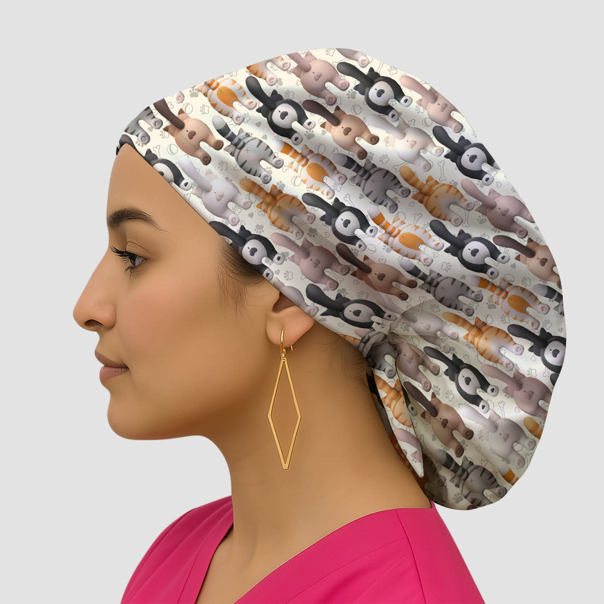 Cat Butt Paw Print Scrub Cap