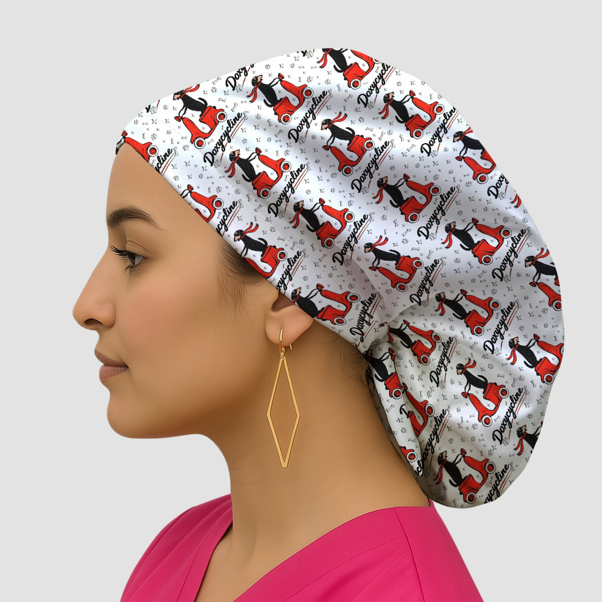 Dachshund Riding Scooter Scrub Cap