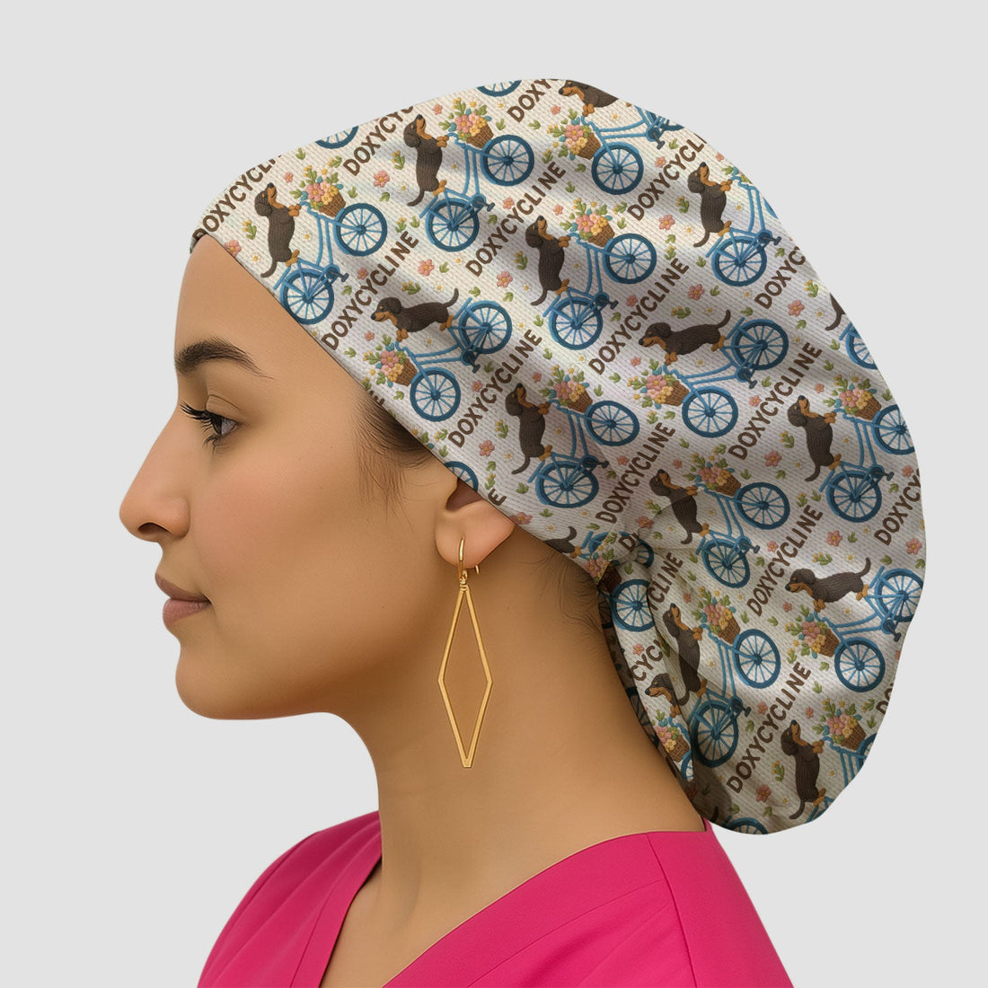 Doxycycline Dachshund Bicycle Scrub Cap