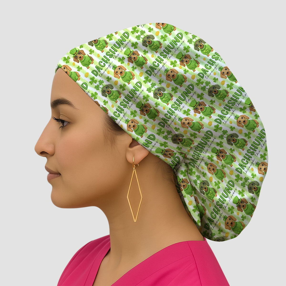 Wiener Dog Shamrock Scrub Cap - St Patricks Day Gift For Nurse