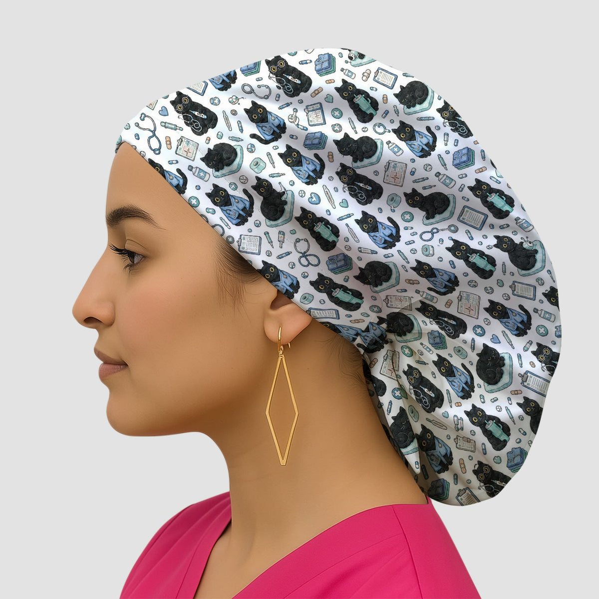 Black Cat Clinic Scrub Cap