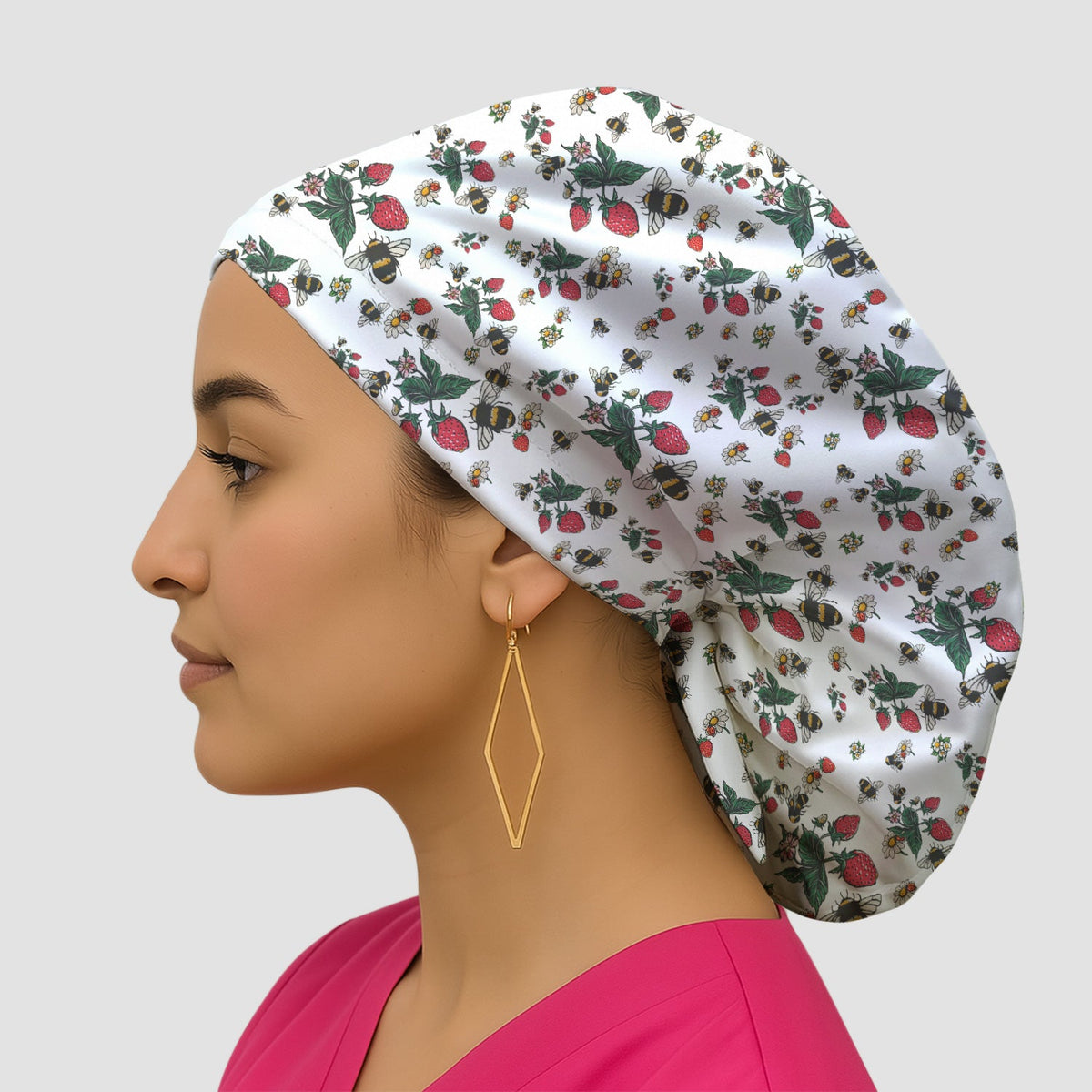 Strawberry Bee Daisy Scrub Cap