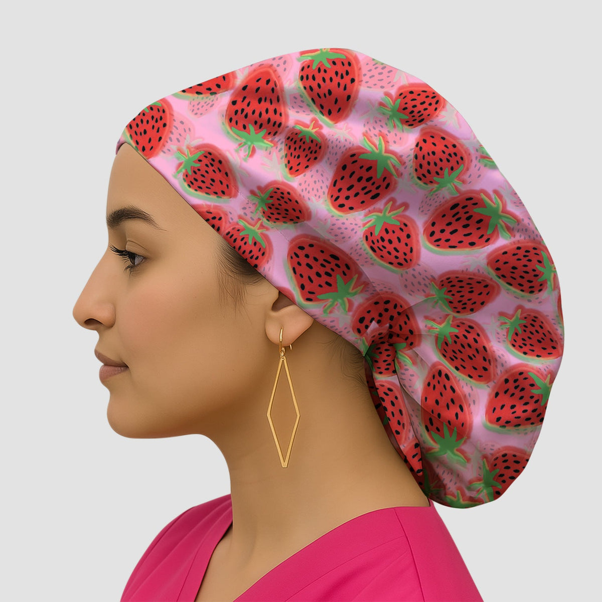 Pink Strawberry Scrub Cap