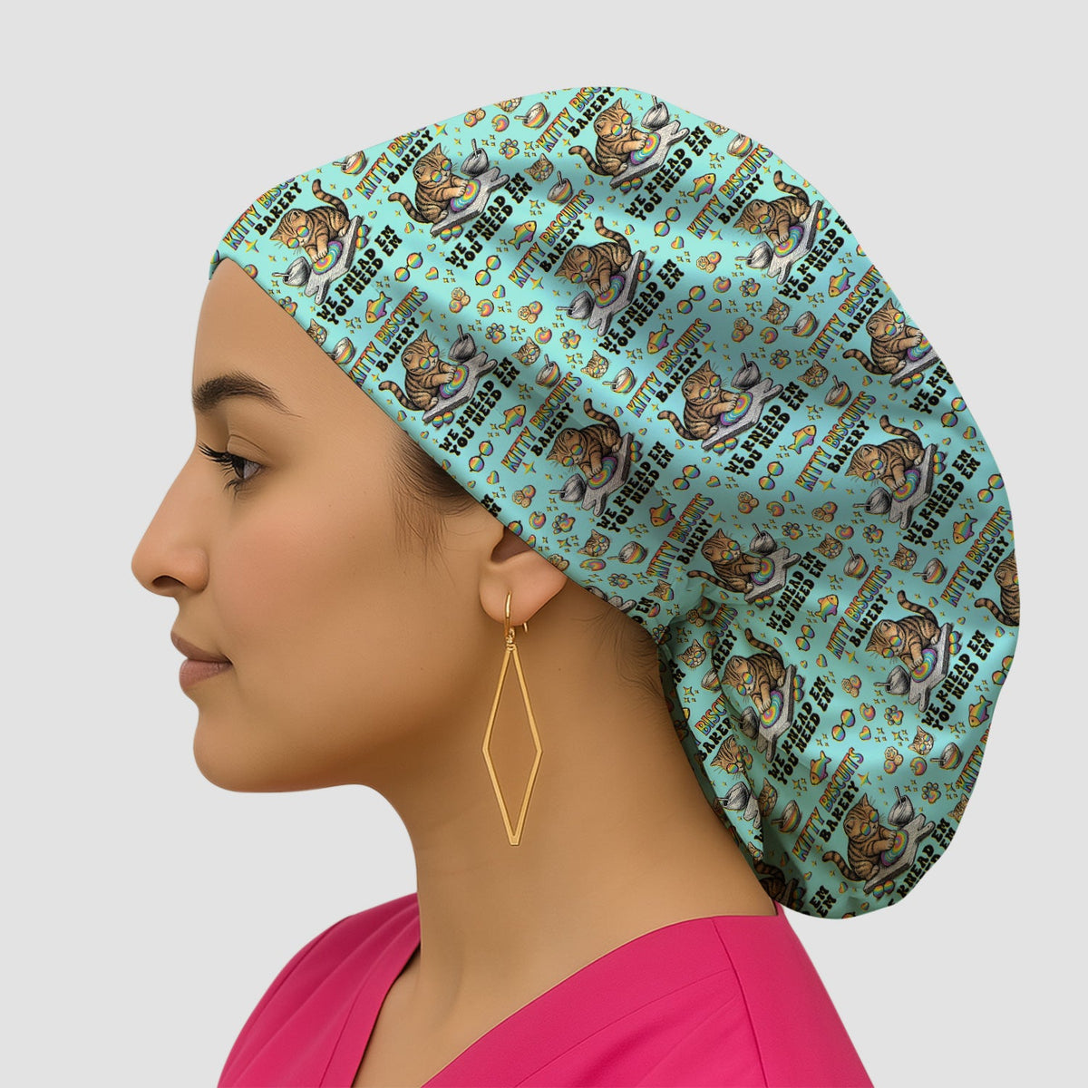 Pride Nurse Cat Baking Scrub Cap