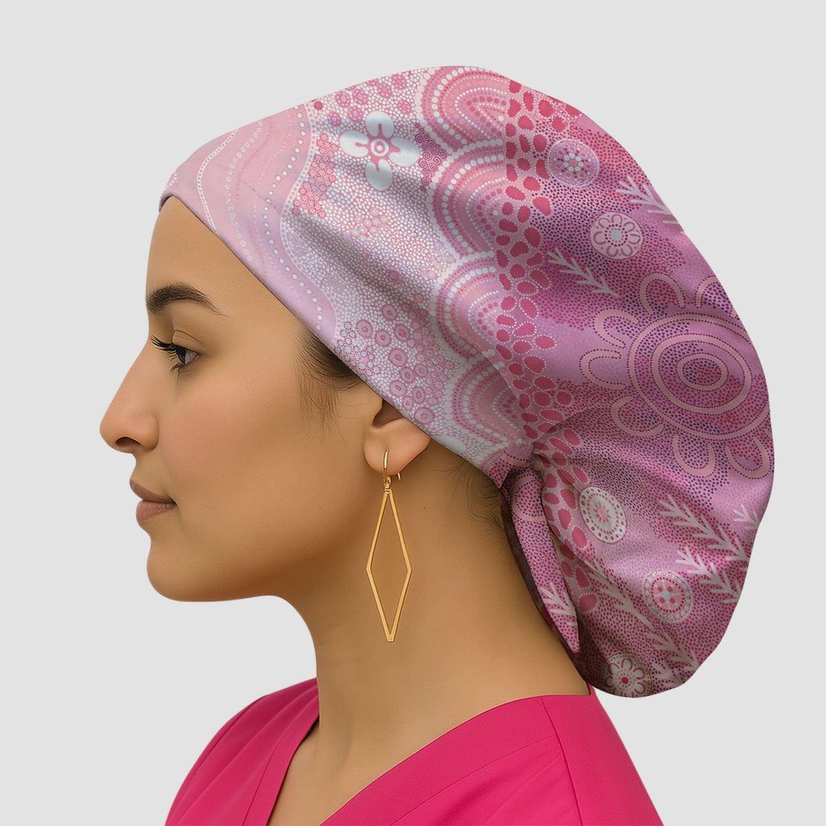 Floral Mandala Dot Scrub Cap
