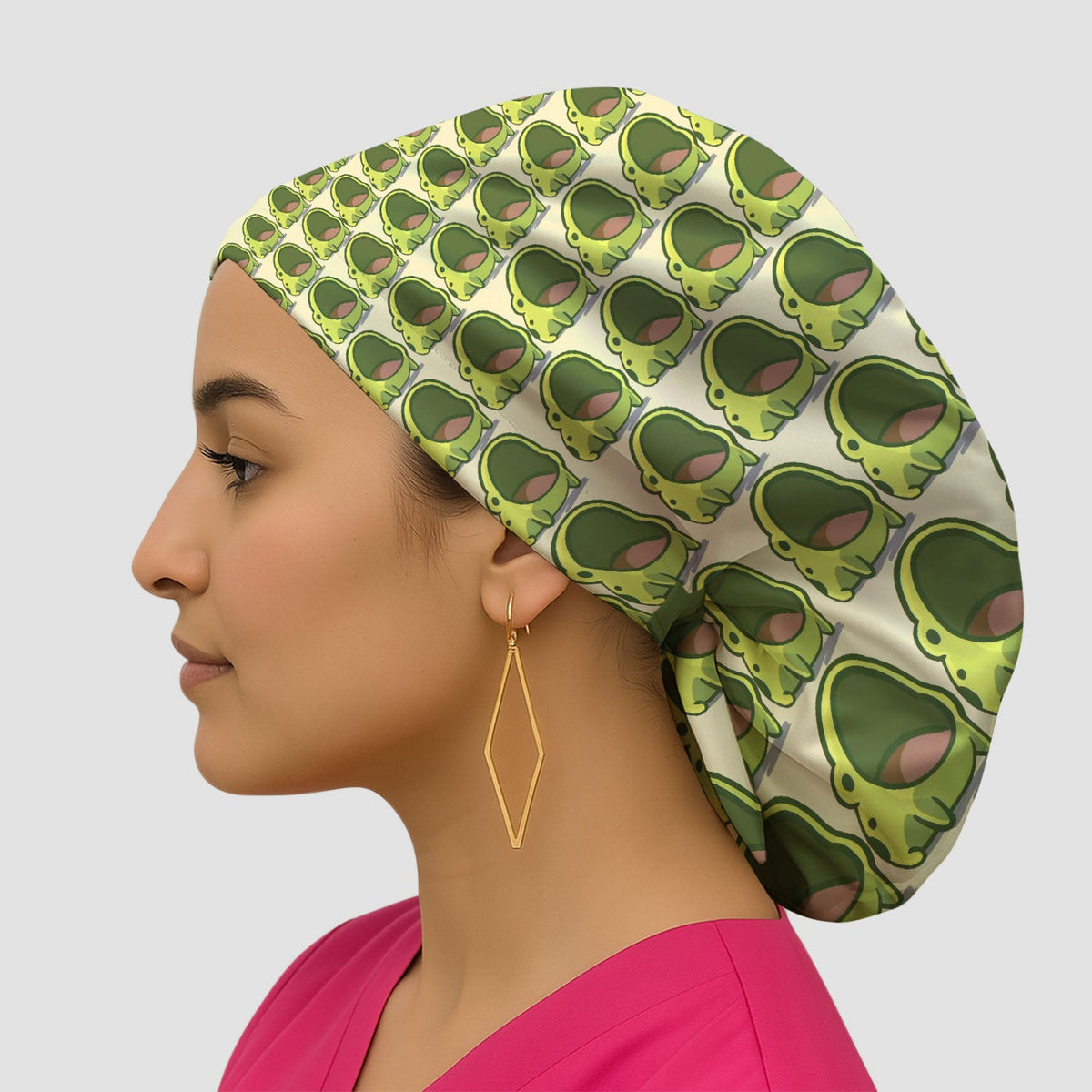 Green Frog Cartoon Scrub Cap