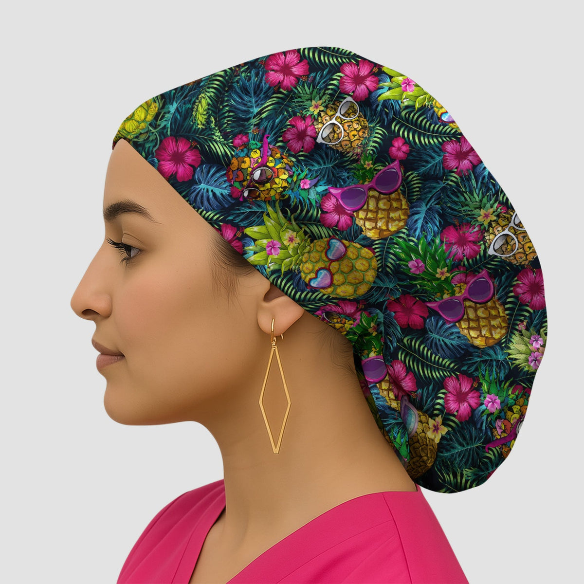 Tropical Pineapple Sunglasses Scrub Cap
