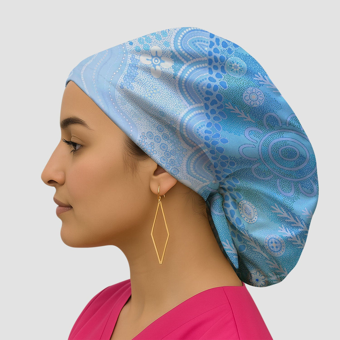 Floral Mandala Dot Scrub Cap