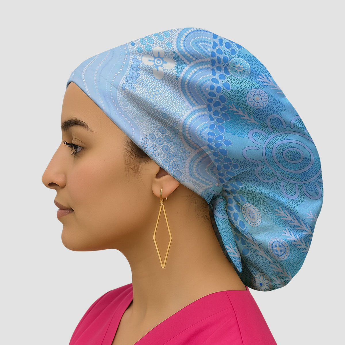 Floral Mandala Dot Scrub Cap