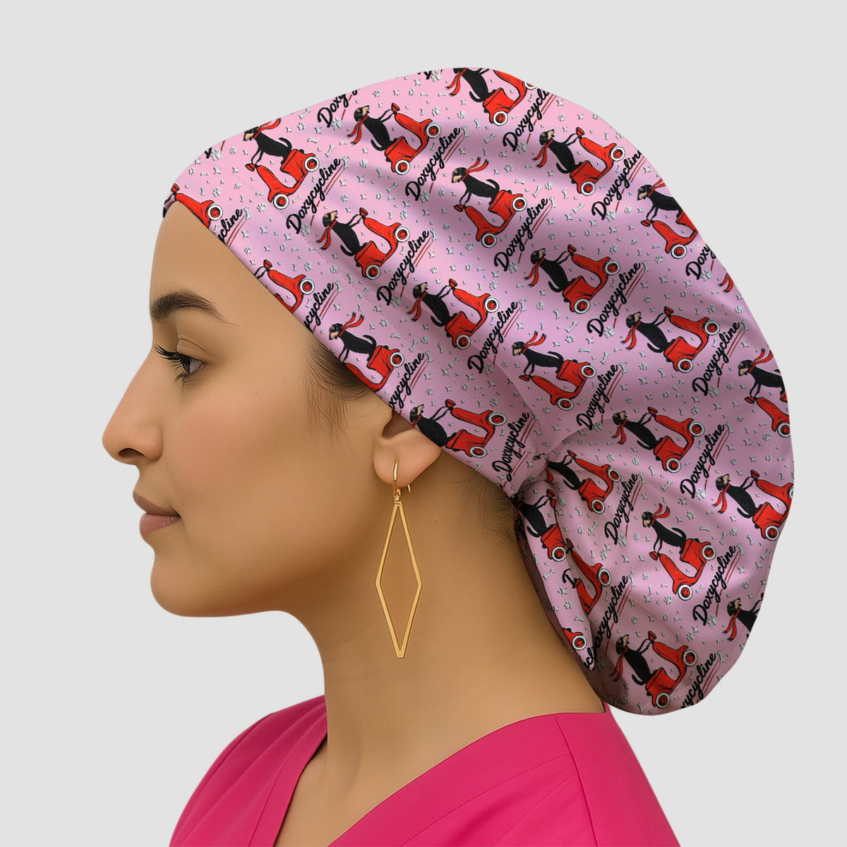 Dachshund Riding Scooter Scrub Cap