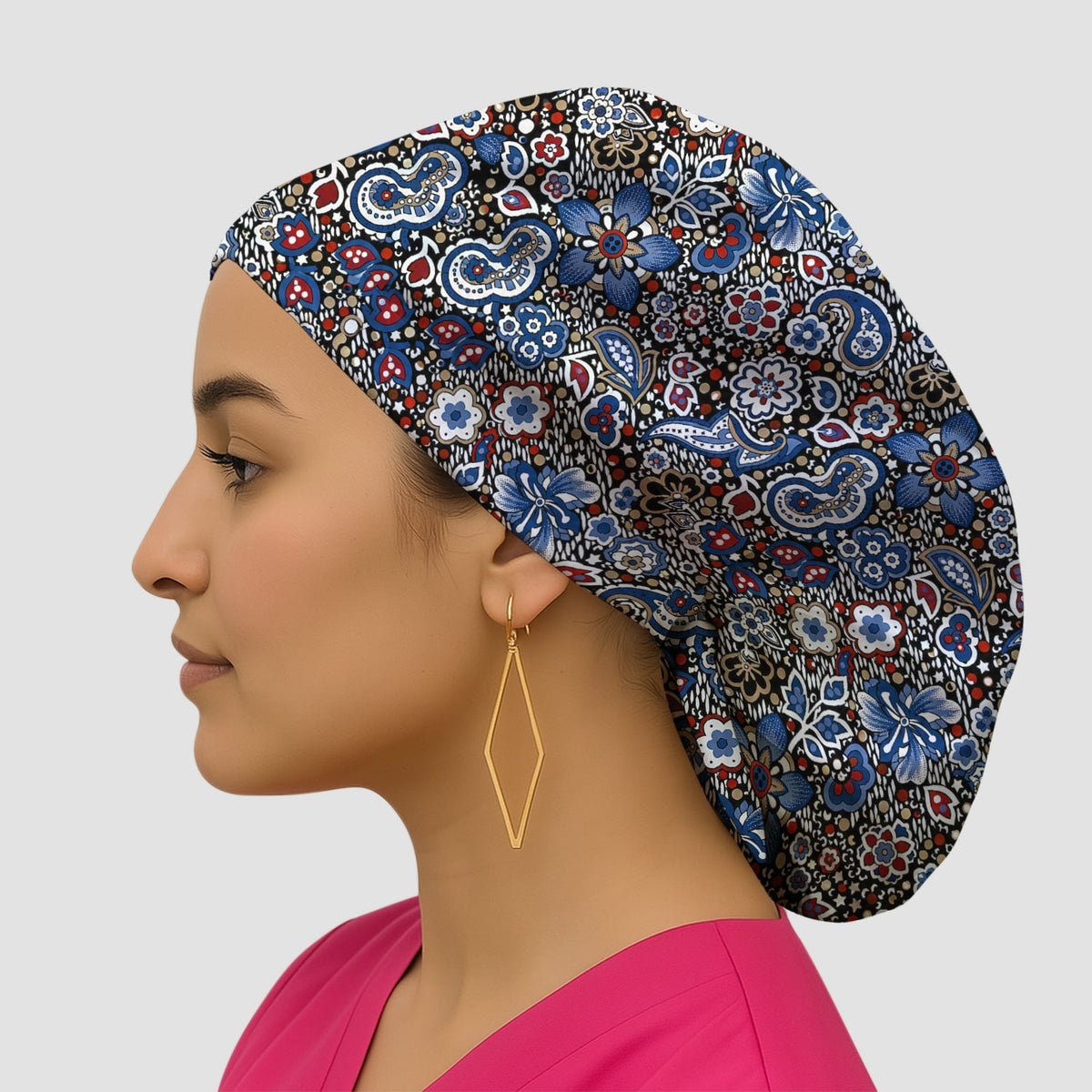 Classic Paisley Floral Scrub Cap