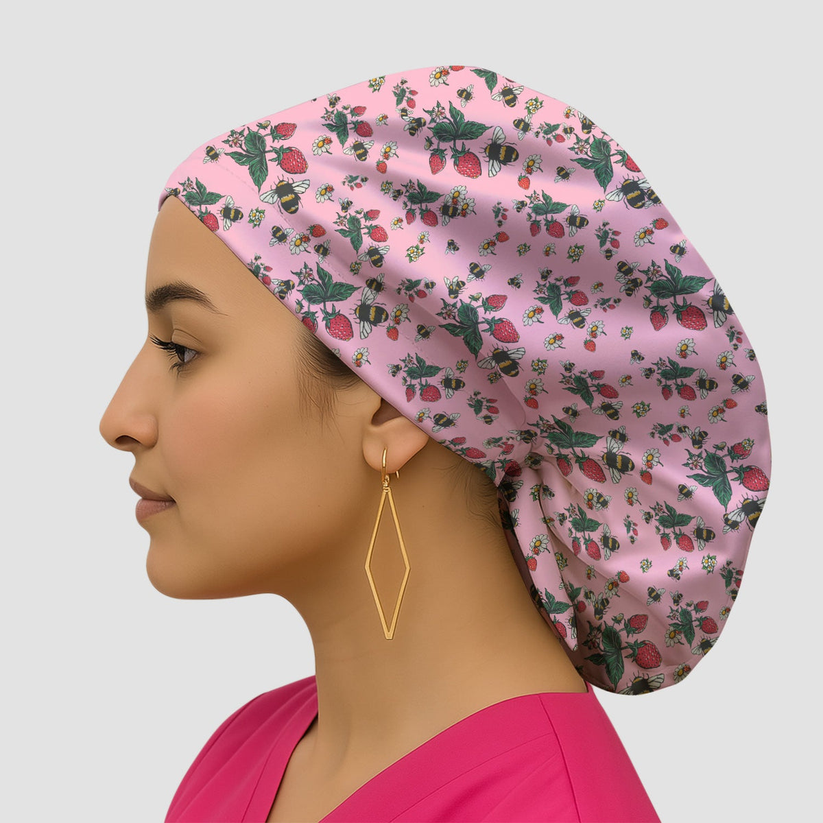 Strawberry Bee Daisy Scrub Cap