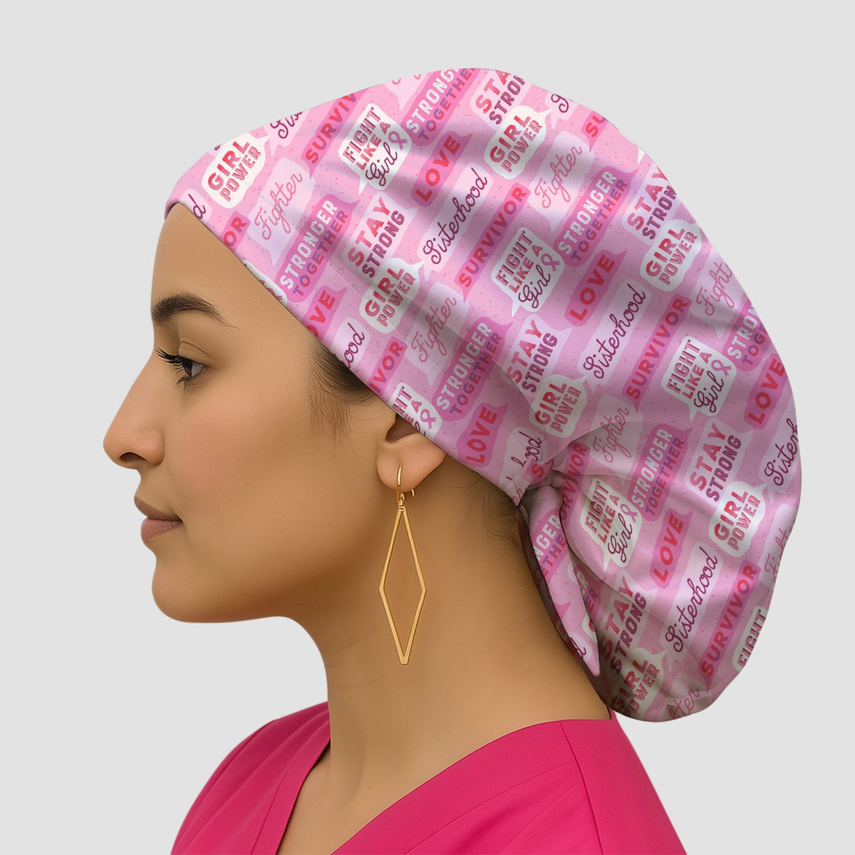 Pink Ribbon Quotes Scrub Cap