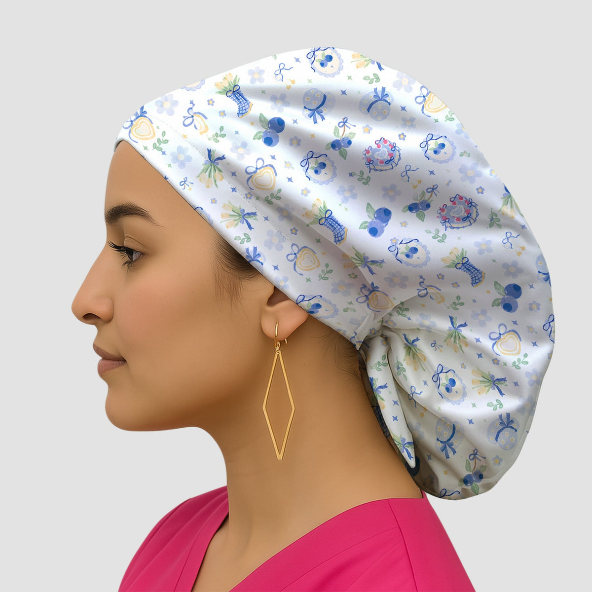 Cute Blueberry Bow Scrub Cap