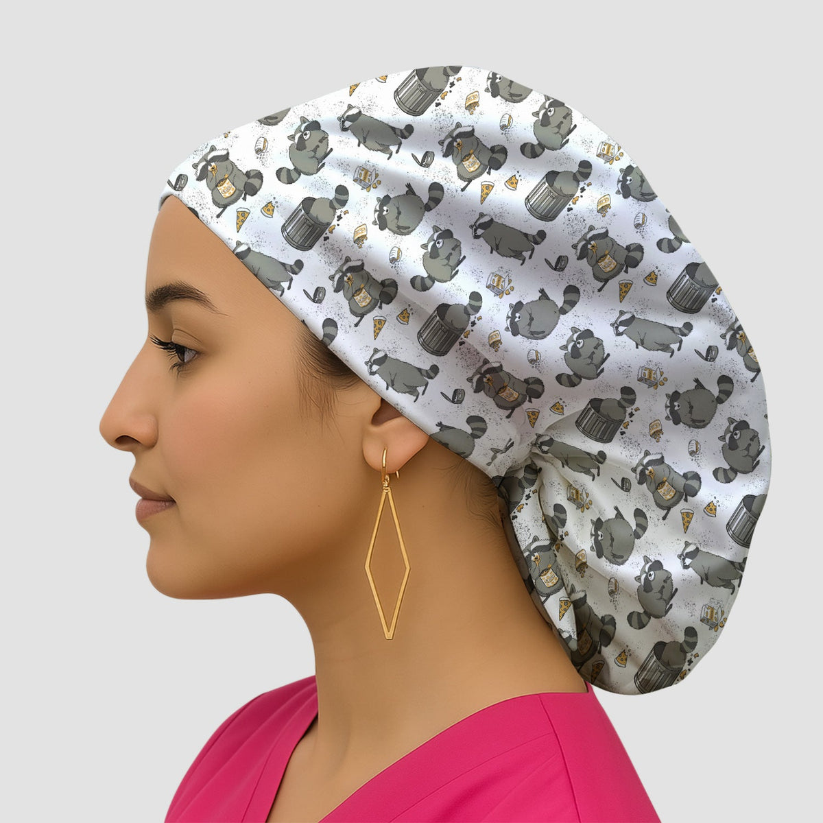 Raccoon Snack Trash Can Scrub Cap