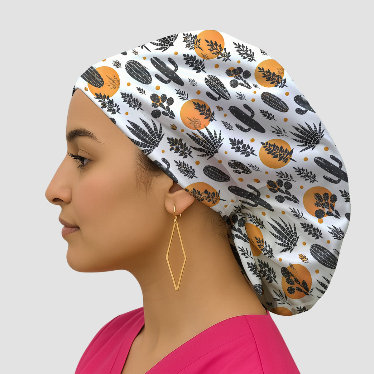 Desert Cactus Orange Sun Scrub Cap
