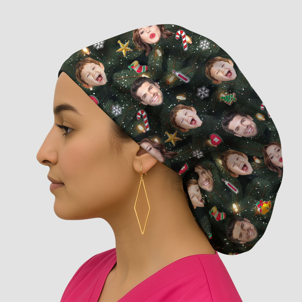 Personalized Christmas Photo Face Scrub Cap