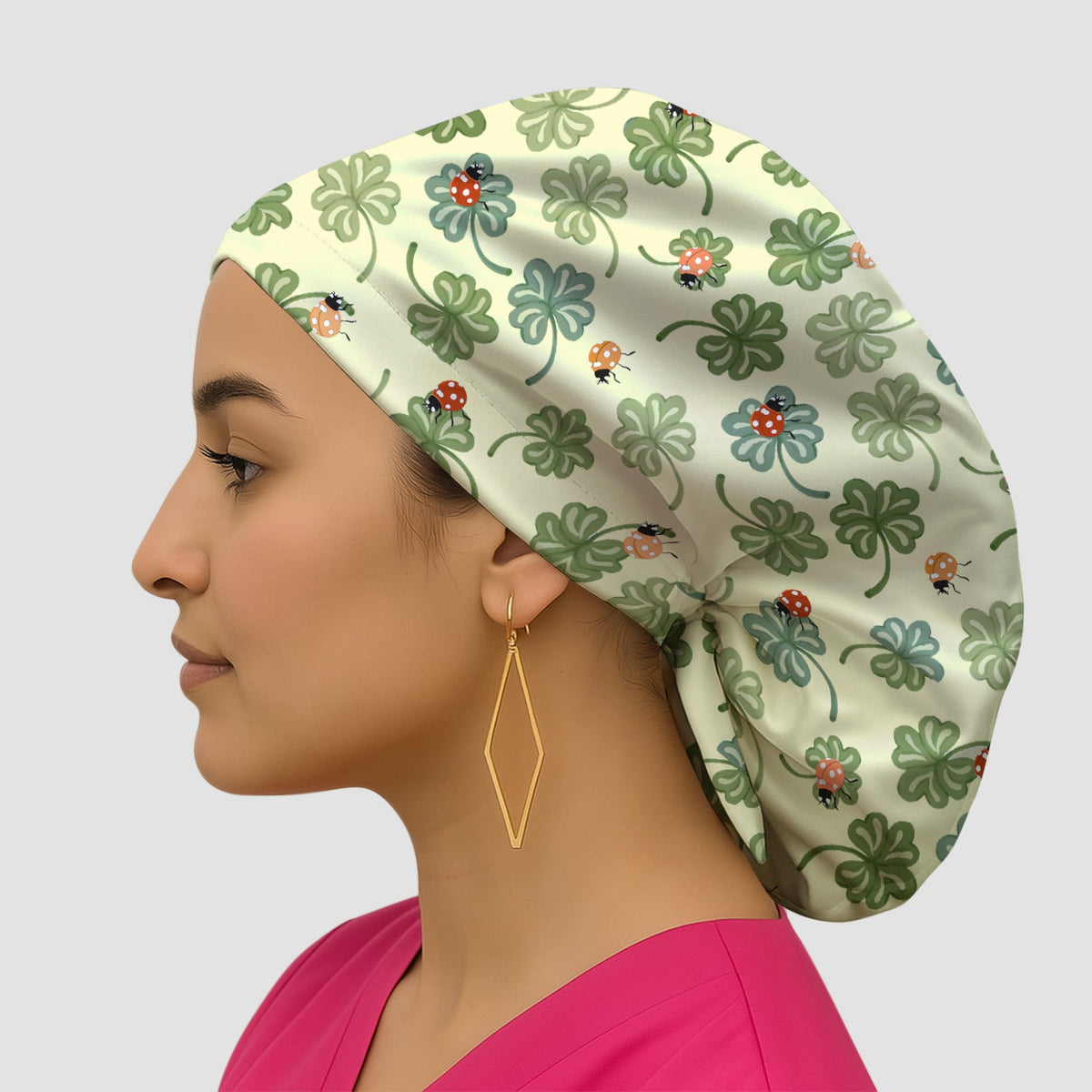 Clover And Ladybug Lucky Garden Scrub Cap