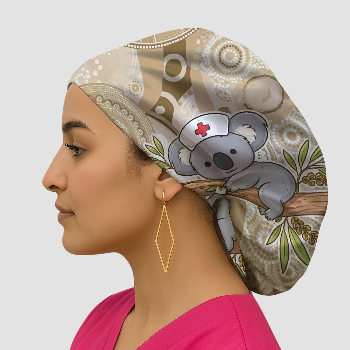 Australian Indigenous Dot Art Koala Scrub Cap