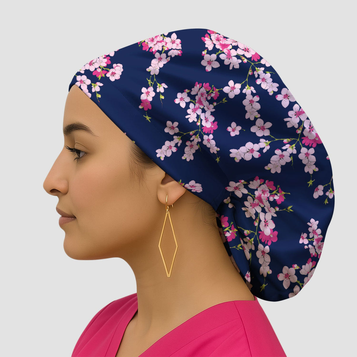 Elegant Cherry Blossom Scrub Cap