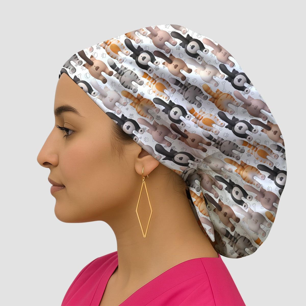 Cat Butt Paw Print Scrub Cap