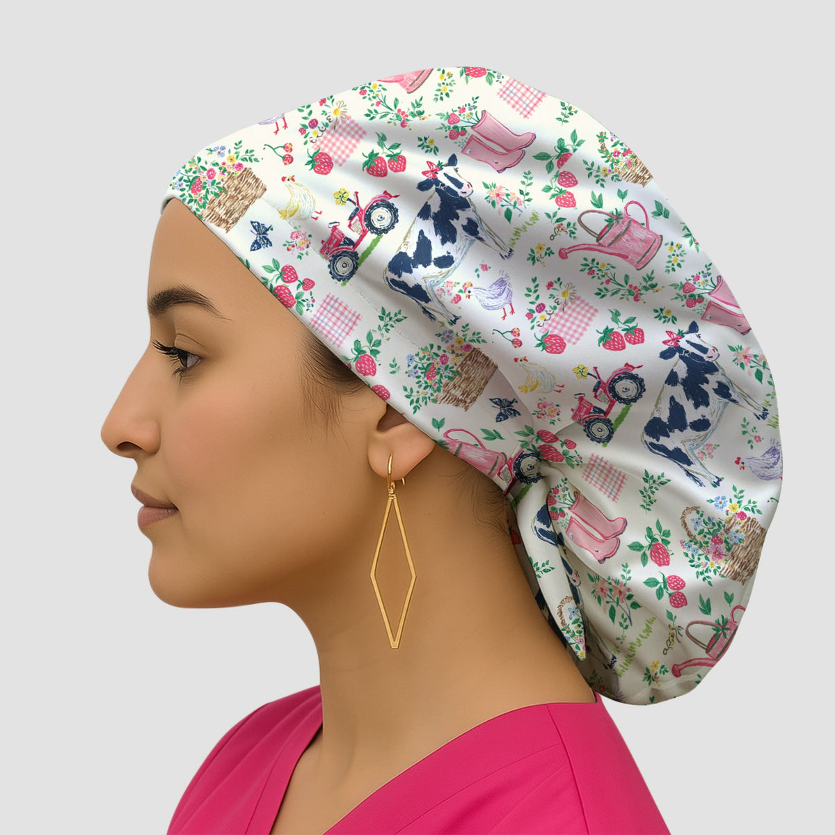 Strawberry Cow Farm Style Scrub Cap