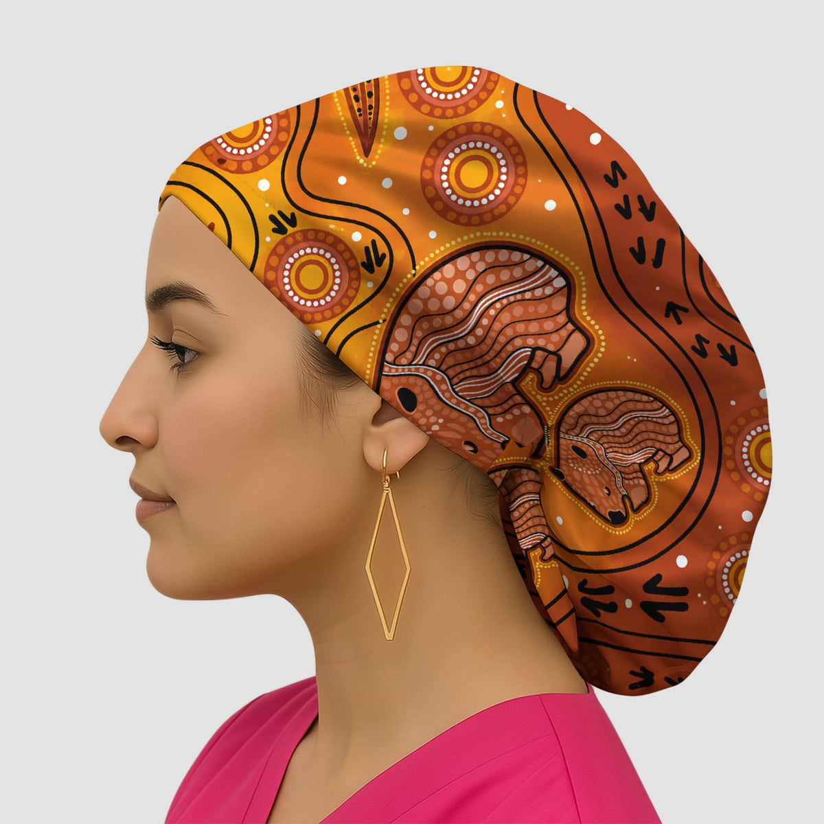 Australian Aboriginal Wombat Family Scrub Cap