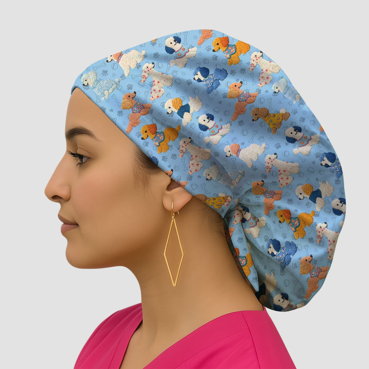 Colorful Poodle Scrub Cap