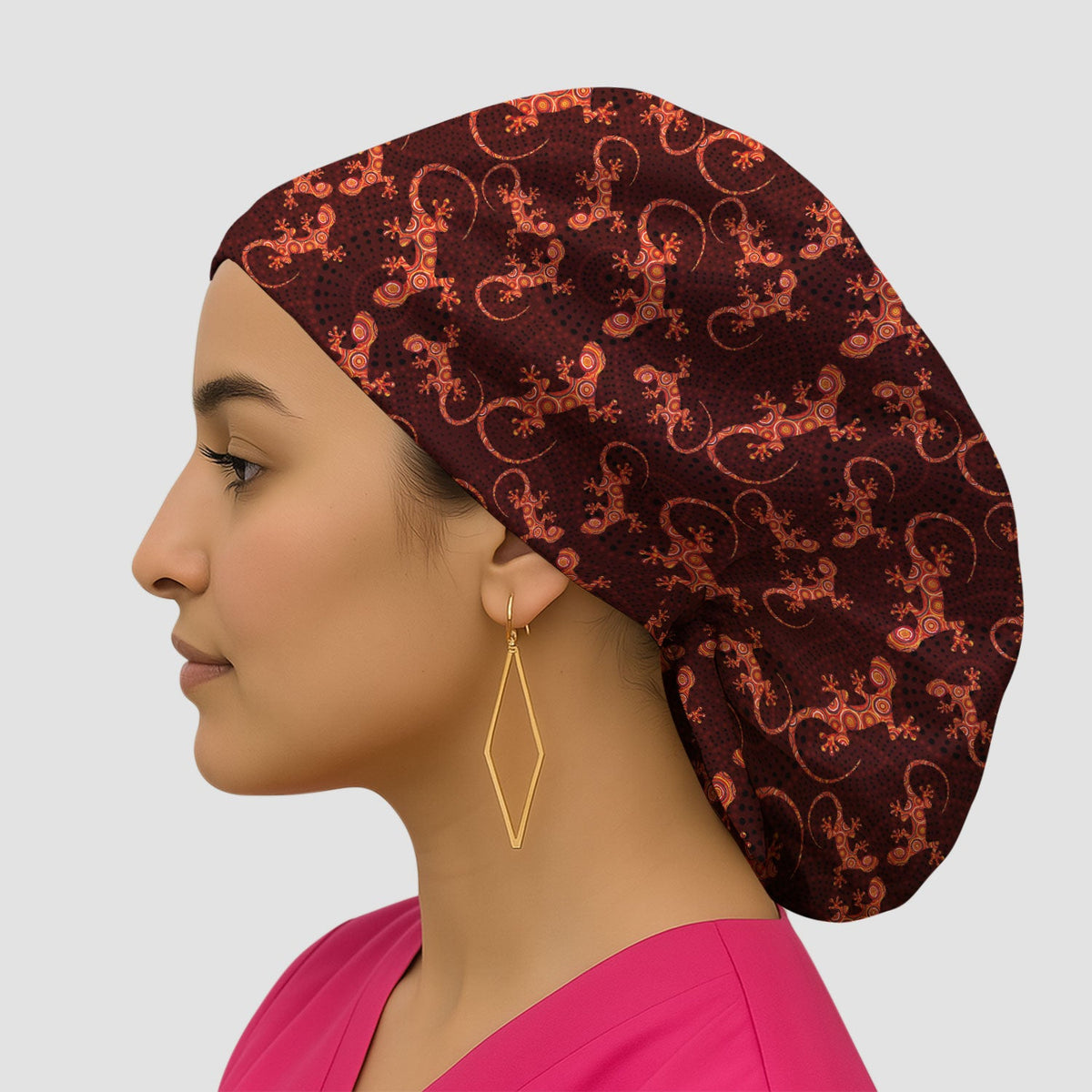 Australian Gecko Dot Art Scrub Cap