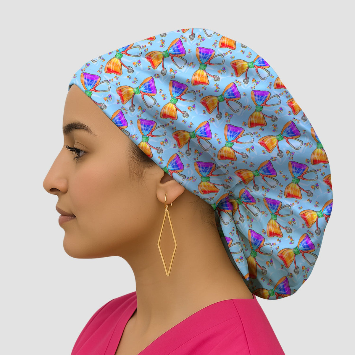 Colorful Rainbow Bow Stethoscope Scrub Cap