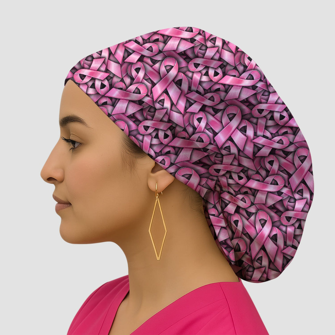 Breast Cancer Ribbon Oncology Scrub Cap