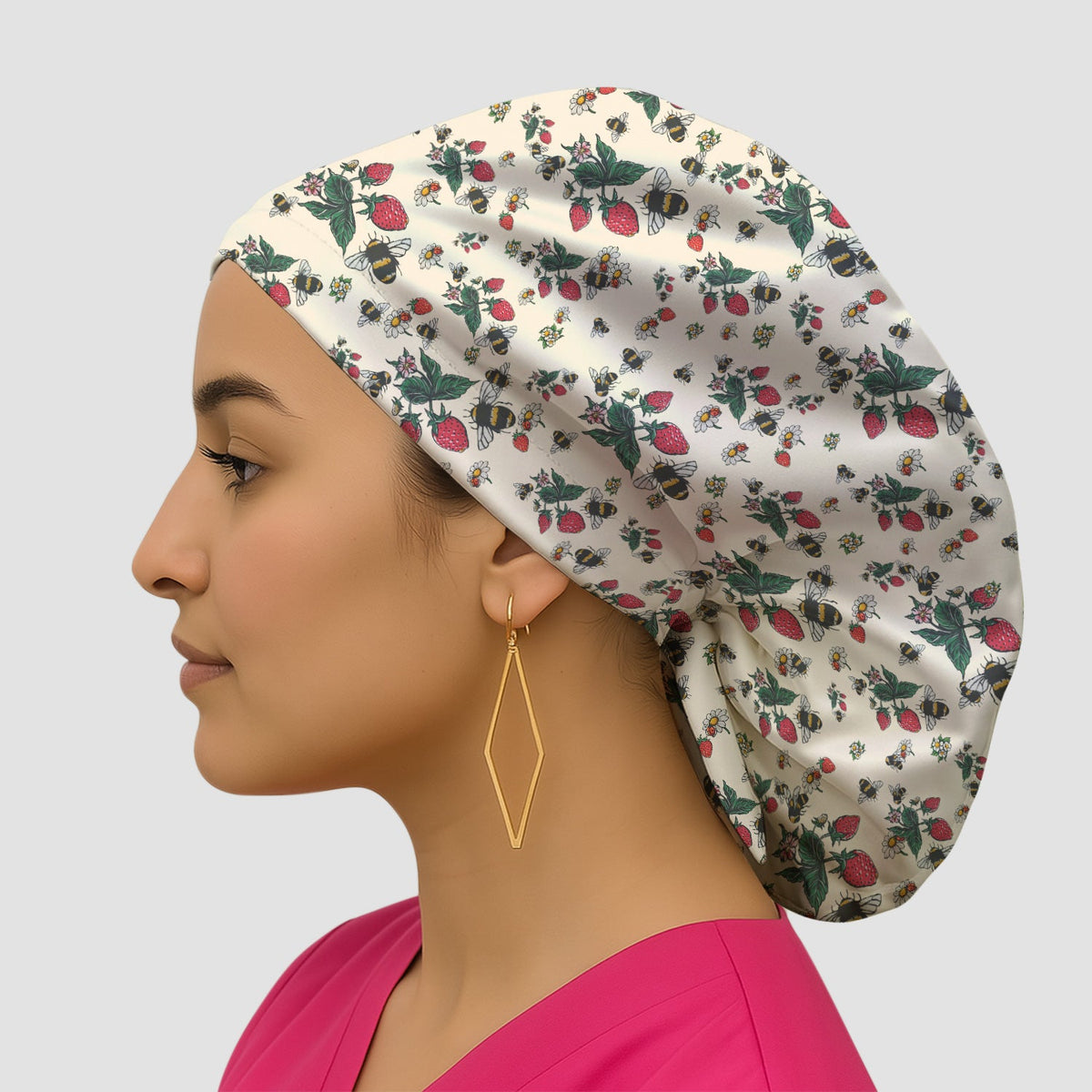 Strawberry Bee Daisy Scrub Cap