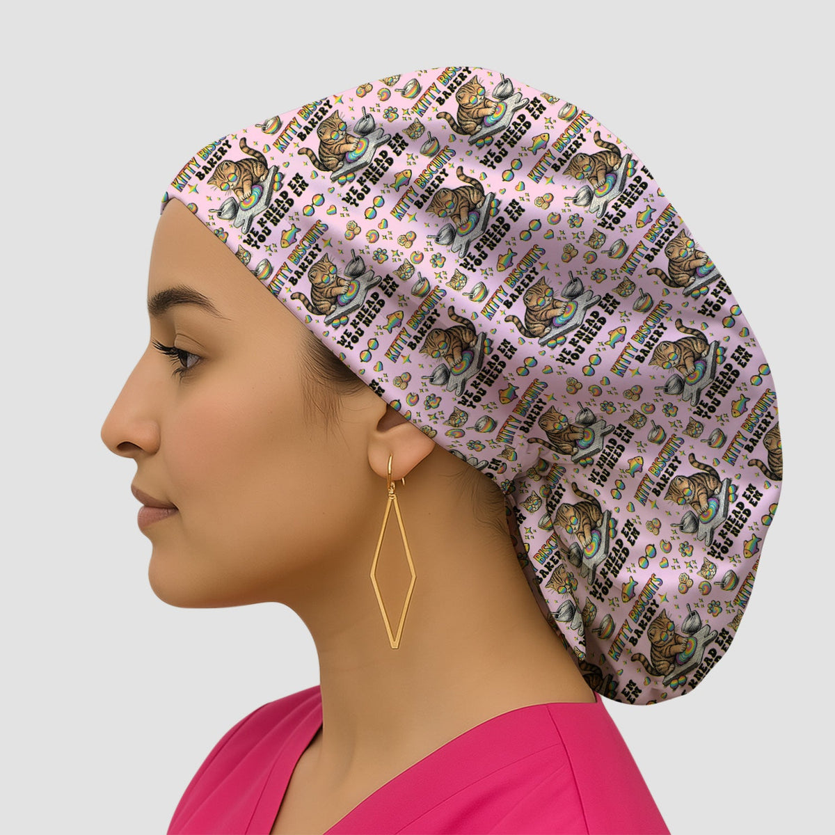 Pride Nurse Cat Baking Scrub Cap