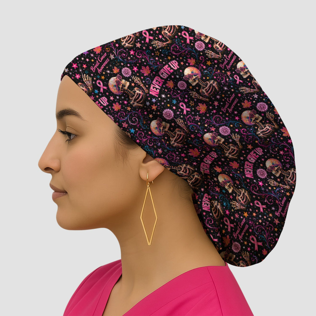 Breast Cancer Awareness Skeletons Scrub Cap