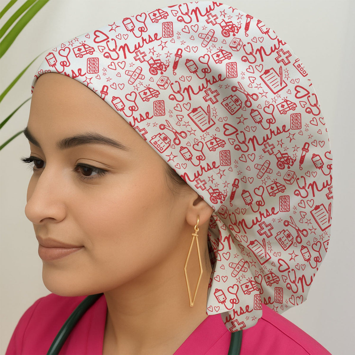 Heart Medical Scrub Cap