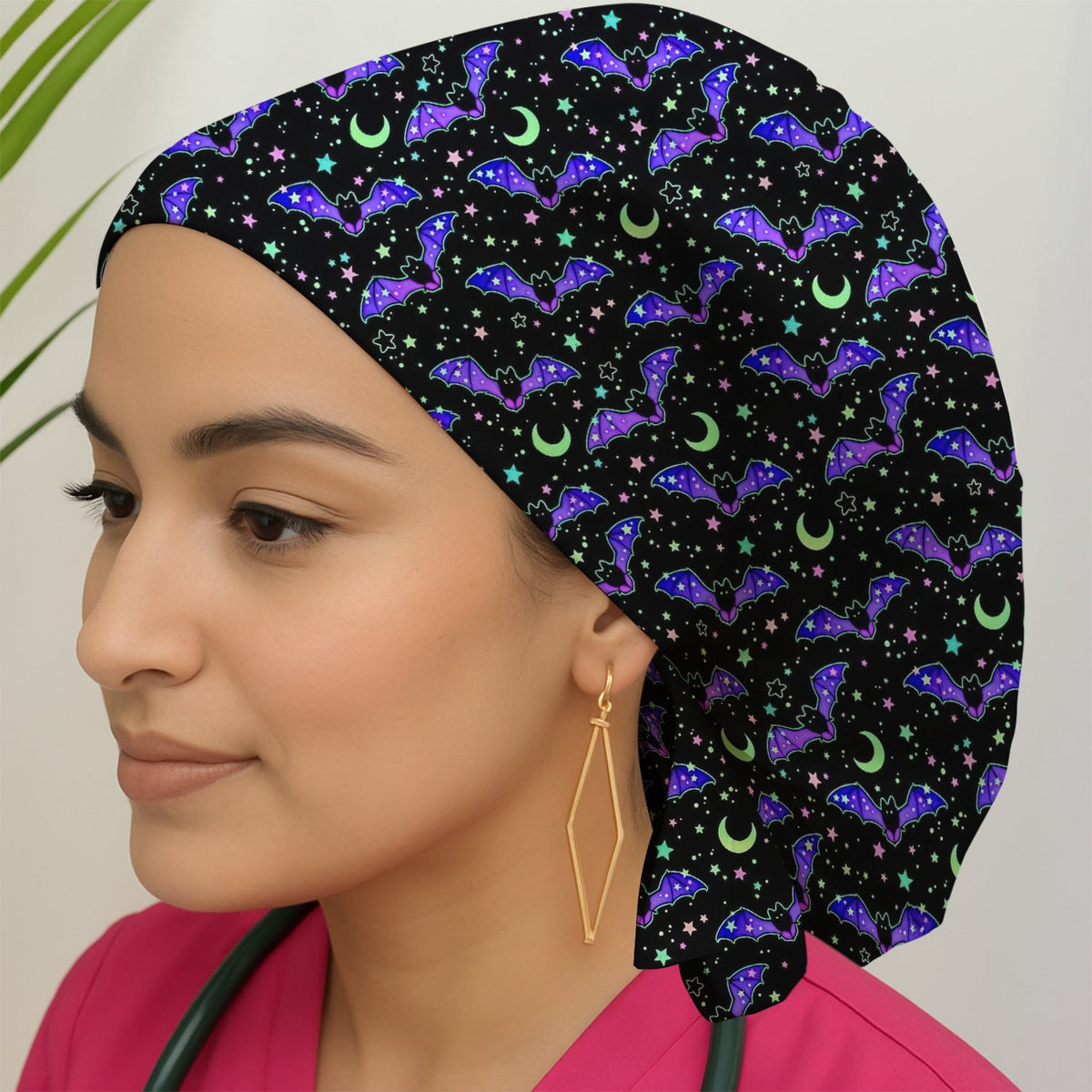 Spooky Celestial Bat Scrub Cap