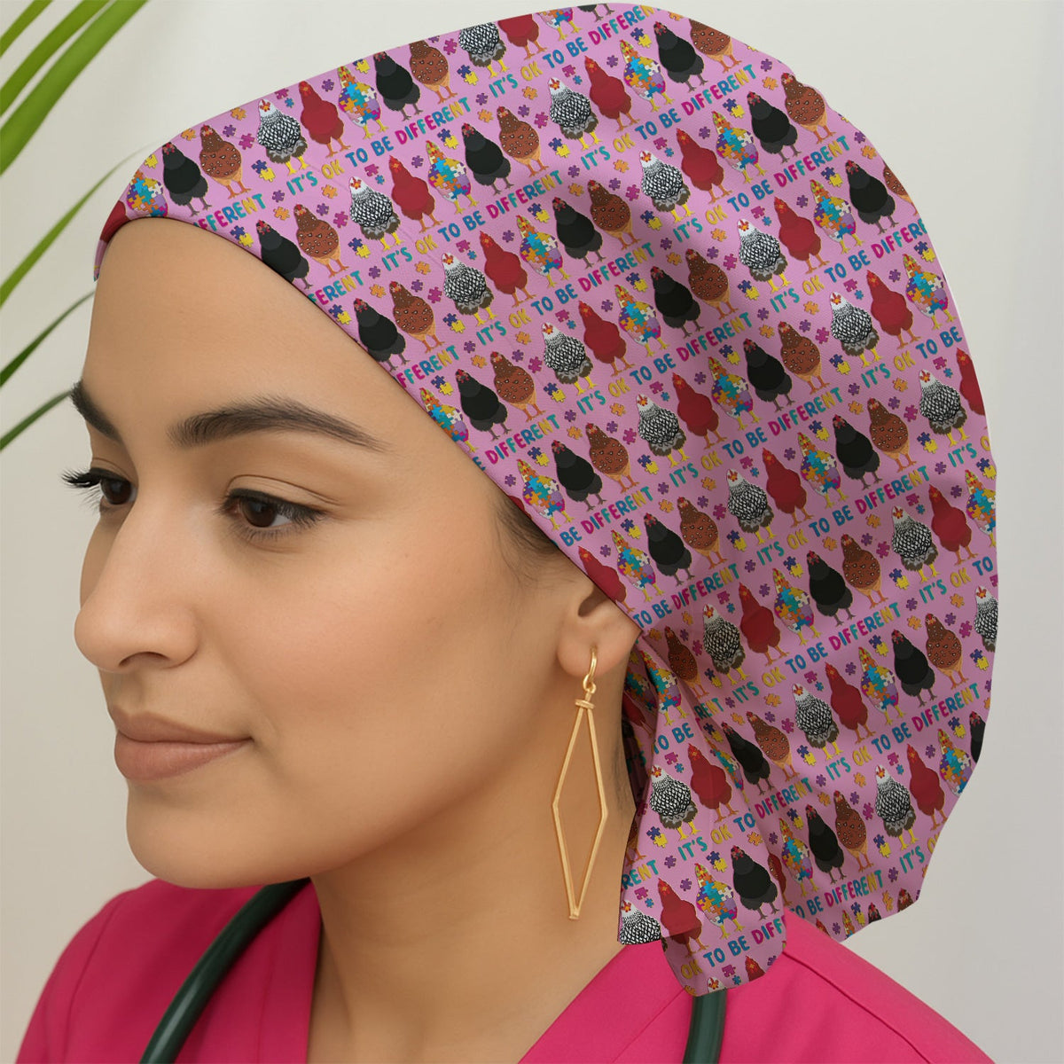Autism Chicken It's OK To Be Different Scrub Cap